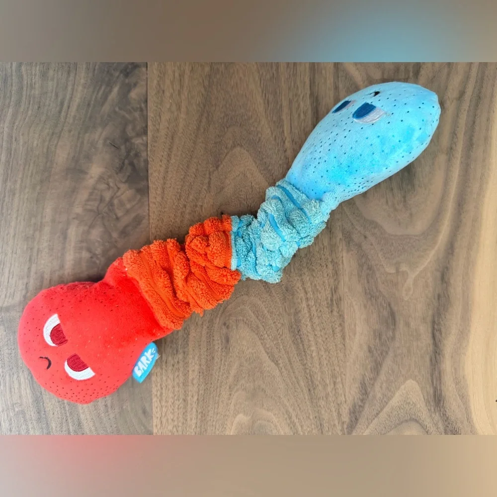 BarkBox Small Dog Plush Squeaky Toys Set Bear + Crinkle Worm